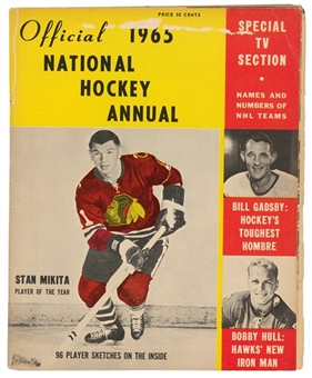 1965 Official National Hockey Annual Multi-Signed Magazine With 83 Signatures Including Jacques Plante, Stan Mikita, Gordie Howe, Tim Horton, Phil Esposito, Bobby Hull and Others! (Beckett)